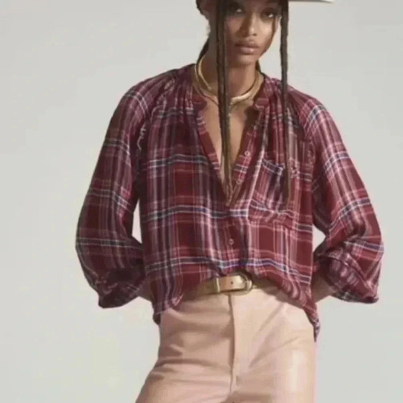 Anthropologie Pilcro Womens Wool Blend Plaid Button Down Top - Picture 2 of 5